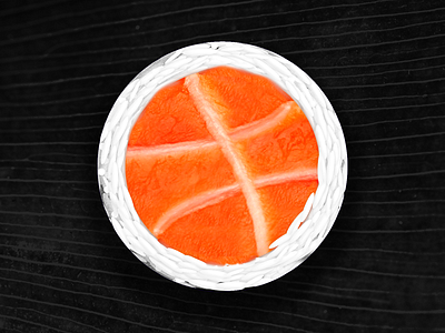 Hello Dribbble, have some sushi ball debut icon illustration photoshop rice roll salmon seaweed sushi tasty yummy