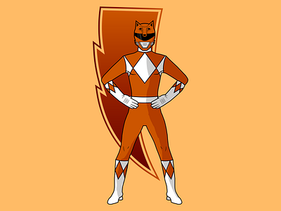 Orange Power Ranger Full Body Design design fox graphic graphicdesign illustration orange power powerranger ranger vector