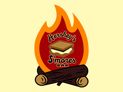 Hershey Smores Bar Campfire Logo Design bar bars branding camp campfire candy candybar design fire graphic graphicdesign hershey logo smores vector