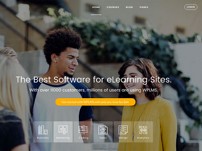 Landing page for eLearning site wplms
