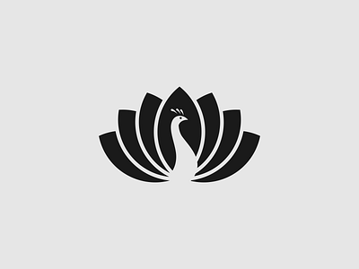 Lotus + Peacock branding design flat logo minimal vector