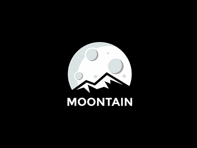 Moon + Mountain branding design flat illustration logo minimal vector