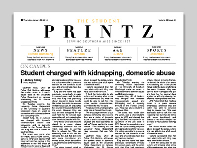 The Student Printz Redesign layout newspaper type