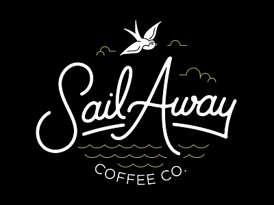 Sail Away Coffee Co. Logo away branding coffee identity logo mark sail