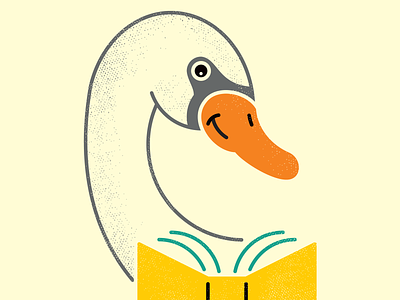 Swan Reading A Book birds books cute duck education for kids goose homework illustration learning librarian library reading swan vector