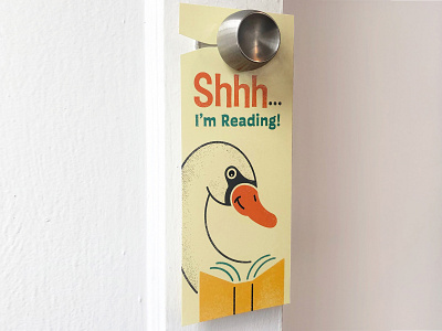 "Do Not Disturb" Door Hanger for Book Lovers birds books chicago childrens illustration cute door hanger for kids graphic design illustration librarians library reading swan