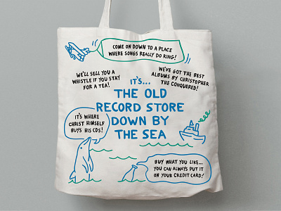 Christopher the Conquered Tote Bag album band merch dolphin illustration indie music merchandise ocean preorder record store sea tote bag vinyl
