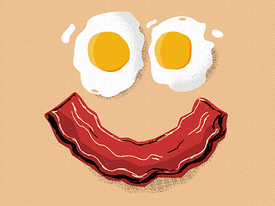 Bacon and Eggs Face bacon breakfast cooking diner eggs face food hungry illustration restaurant retro retrosupply sunny side up texture vintage