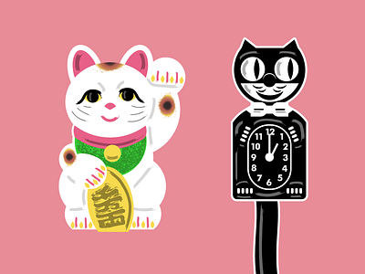 Maneki-neko and Kit-Cat Klock Pals