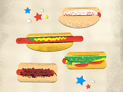 Hot Dog Varieties barbeque bbq buns celebrating classic cooking delicious eating food hot dogs hungry meat outdoors party retro sausage summer texture vintage