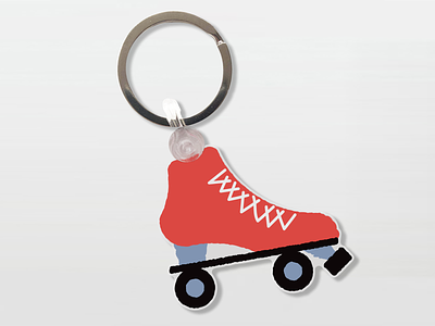 Red Roller Skate Keychain activity apparel footwear hobby jammer key chain keychain quad red retro roller derby roller rink roller skate rollerskating shoe shoelaces sports teamwork vintage wheels