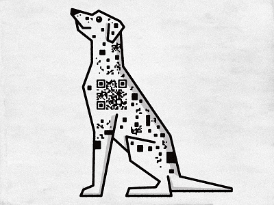 Dalmatian with QR Code Fur 101 animals barking black and white cruella cute dalmatian disney dogs furry pets qr code scan spots vector woof