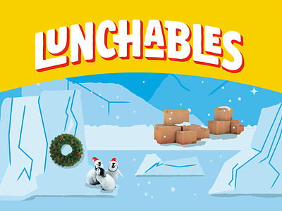 Lunchables Winter Holiday Packaging (2 of 3) babies birds christmas december family brand food packaging happy holidays ice icebergs lunchables north pole penguins santa hats snacks snowing snowy south pole winter wreath