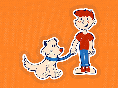 Boy And His Dog boy childrens illustration cute dog illustration illustrator redhead vector