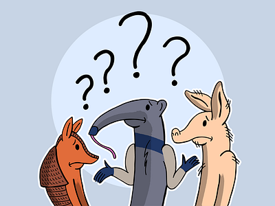Aardvark, Armadillo, Anteater aardvark animals anteater armadillo cartoon cute illustration