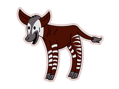 Okapi cartoon cute endangered for kids illustration okapi vector wild animals zoo animals