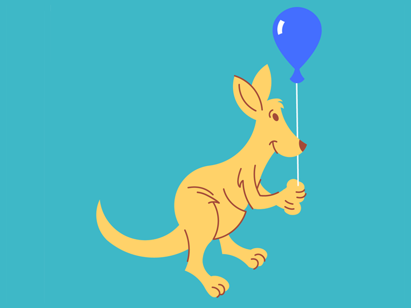 Kangaroo with a Balloon for kids vector childrens illustration cute animals animal blue balloon balloon kangaroos marsupial kangaroo