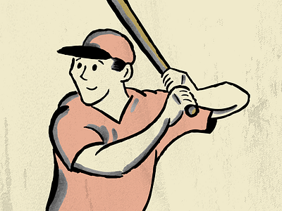 Retro Baseball Player baseball baseball bat baseball game baseball player cute illustration major league mlb people person retro sports vector vintage