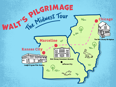 Walt's Pilgrimage, The Midwest Tour chicago cute disney illinois kansas city map mapmaker mapmaking mickey mouse midwest missouri pilgrimage walt disney