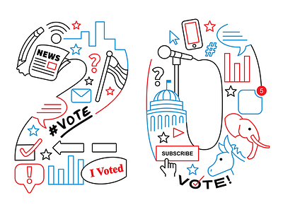 2020 U.S. Politics (1 of 2) 2020 america chicago collage election iconography illustration politics type typography united states vote voting
