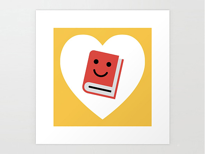 I Heart Books 8"x8" Art Print bibliophile book books bookworm cute fiction for kids heart hearts homework library literature love readers reading red scholar smile writers writing
