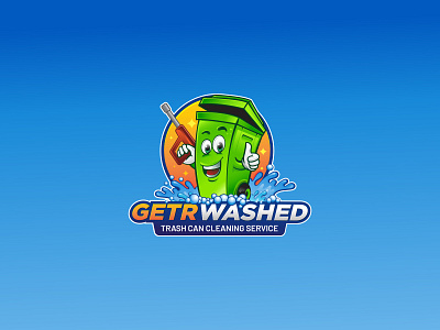 gtr washed branding design icon illustration mascot trash cleaning vector