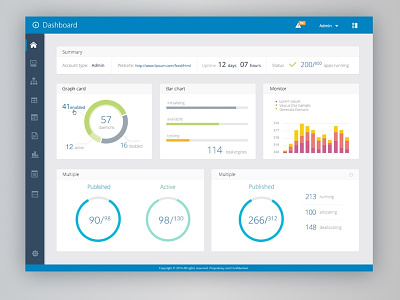 Dashboard UI cards chart colors dashboard design flat graph inspiration monitoring status ui web
