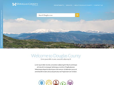 Proposed County Website clouds government hero image icons mountains scenic search bar
