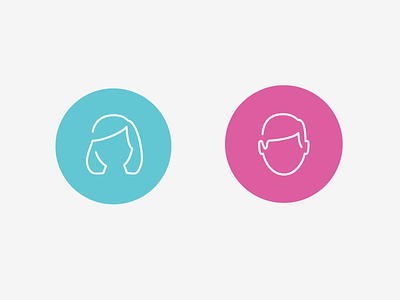 boys and girls blue circle circular face female head icon line art male outline pink shoulders