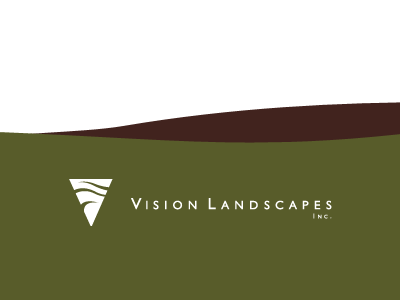 Vision Landscapes footer green hills landscaping logo triangle website