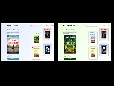 Book store landing page design ui