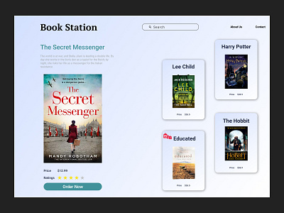 Book store landing page design ui web