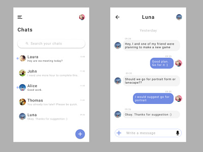 Direct messaging app design ui ux