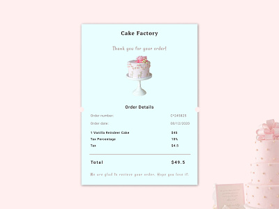 Order reciept app design typography ui web