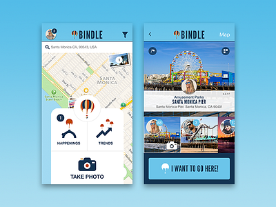 Bindle iOS App app clean design explore light mobile app photos social travel ui vintage