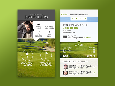 AutoGolf iOS App app classy clean elegant golf high end map minimal mobile app players refined ui