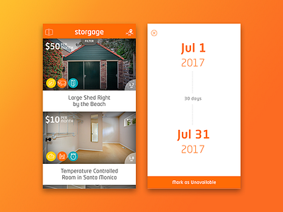 Storgage iOS App box clean dotted geometric gradient ios minimal mobile modern orange storage ui