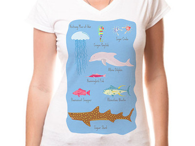 The Life Aquatic T-shirt on MisterDressUp.com crayon ponyfish fish jaguar shark life aquatic misterdressup print t shirt wes anderson