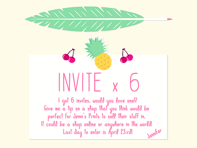 Invites! cherry feather graphic design illustration invite invites pen pineapple prospect