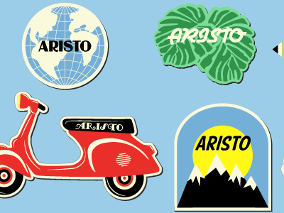 Aristo Travel Stickers athens graphic design greece japan london paris rome stickers suitcase travel vespa