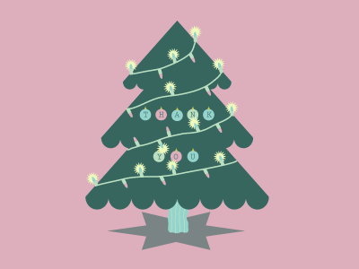 Thank You! christmas happiness invite lights tree
