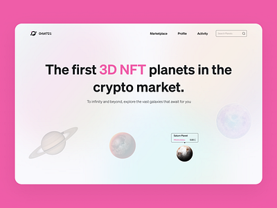 Orbit721-3D NFT Marketplace Hero Section