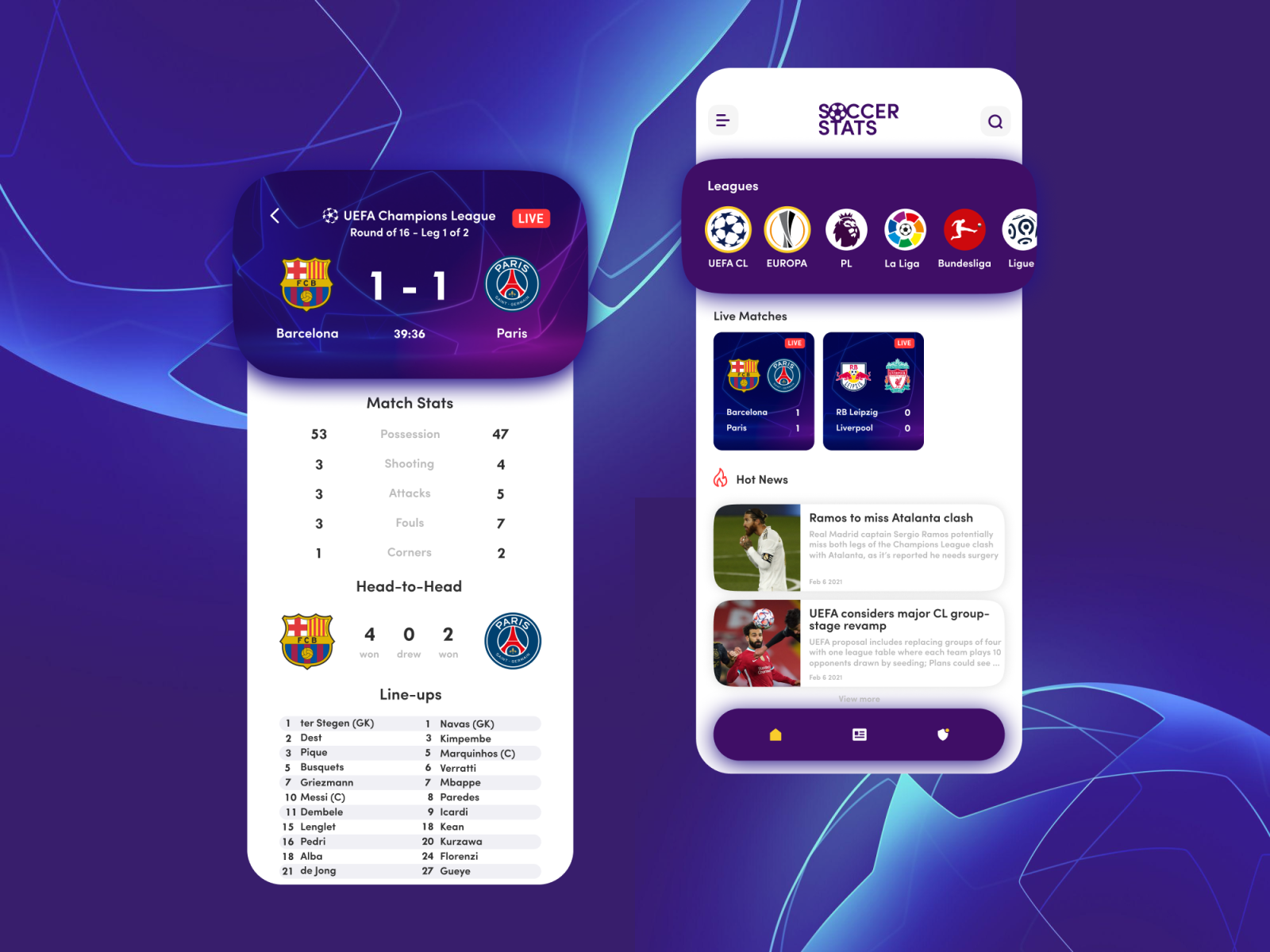Soccer Stats App by Dolphin Effekt 🐬 on Dribbble