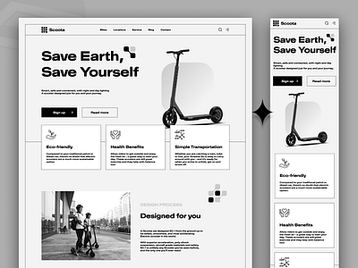 Scoota | Electric Scooter Rental black and white black and white web design black and white website branding design dotchallenge electric scooter rental product design scooter rental ui userinterface