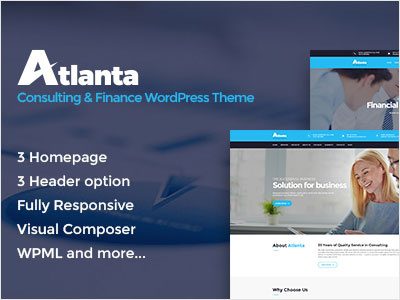 Atlanta - Consulting & Finance WordPress Theme business consulting firms corporation ecommerce finance investment law companies retirement tax
