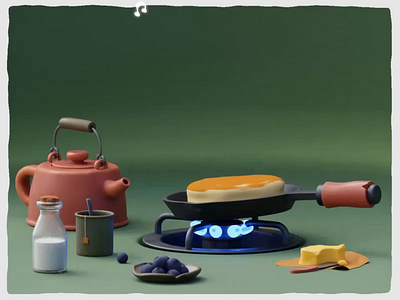 Cake in the Pan 3d art animation blender foodie fun gif illustraion loop motion graphics pancake stayhome