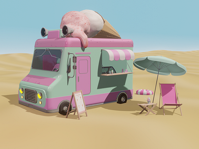 3D Ice Cream Car