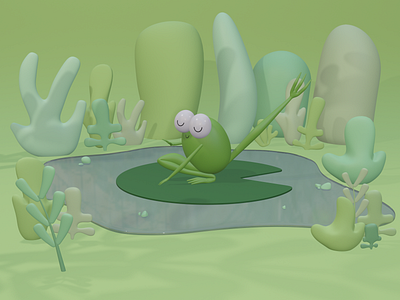 3D Frog in the lake