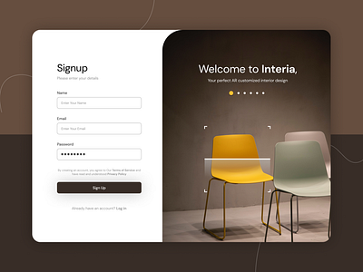 Interia - Signup Page (DailyUI #01) apartment branding design elegant graphic design illustration interior logo mansion minimalist signup ui uiux