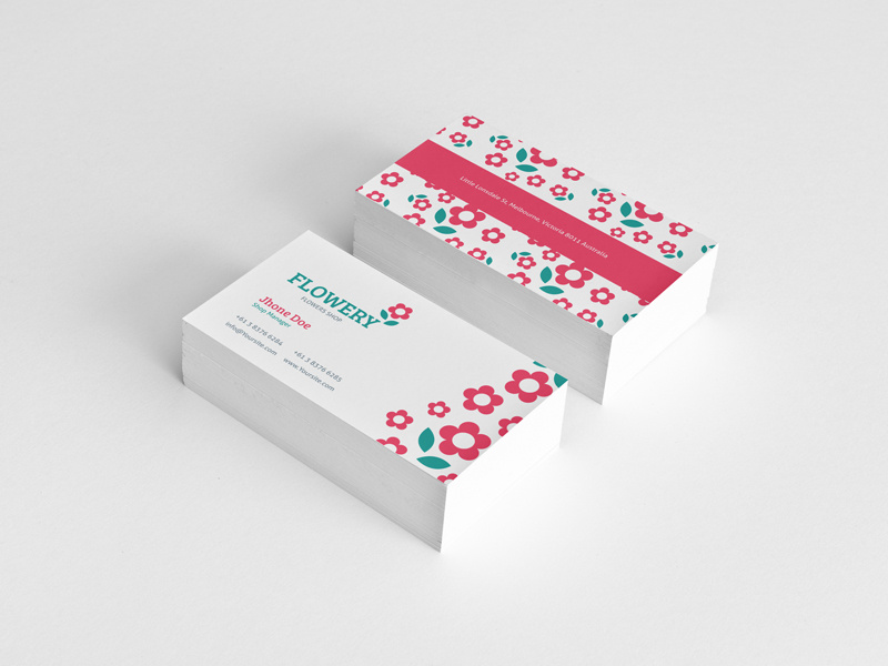 Flowery Business cards brand logo business cards flower flowers flowery identity stationery
